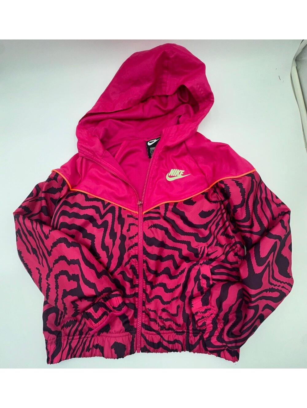 Nike Youth Girls Windbreaker Jacket Size Large Pink Zebra